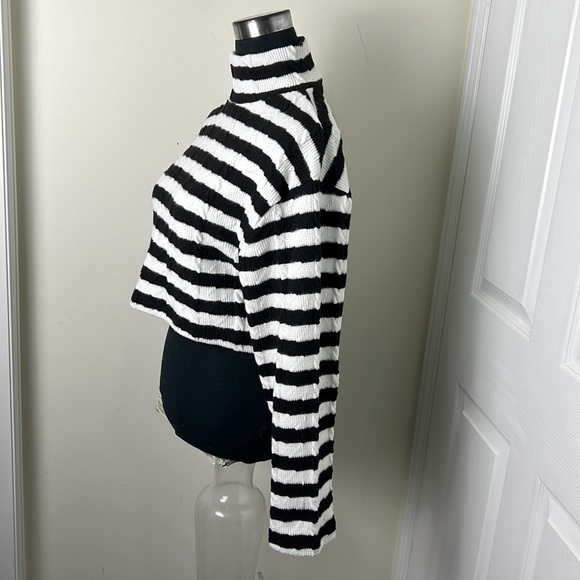 Zara Rugby Stripes Knit Cropped Sweater Size Small - Picture 3 of 9